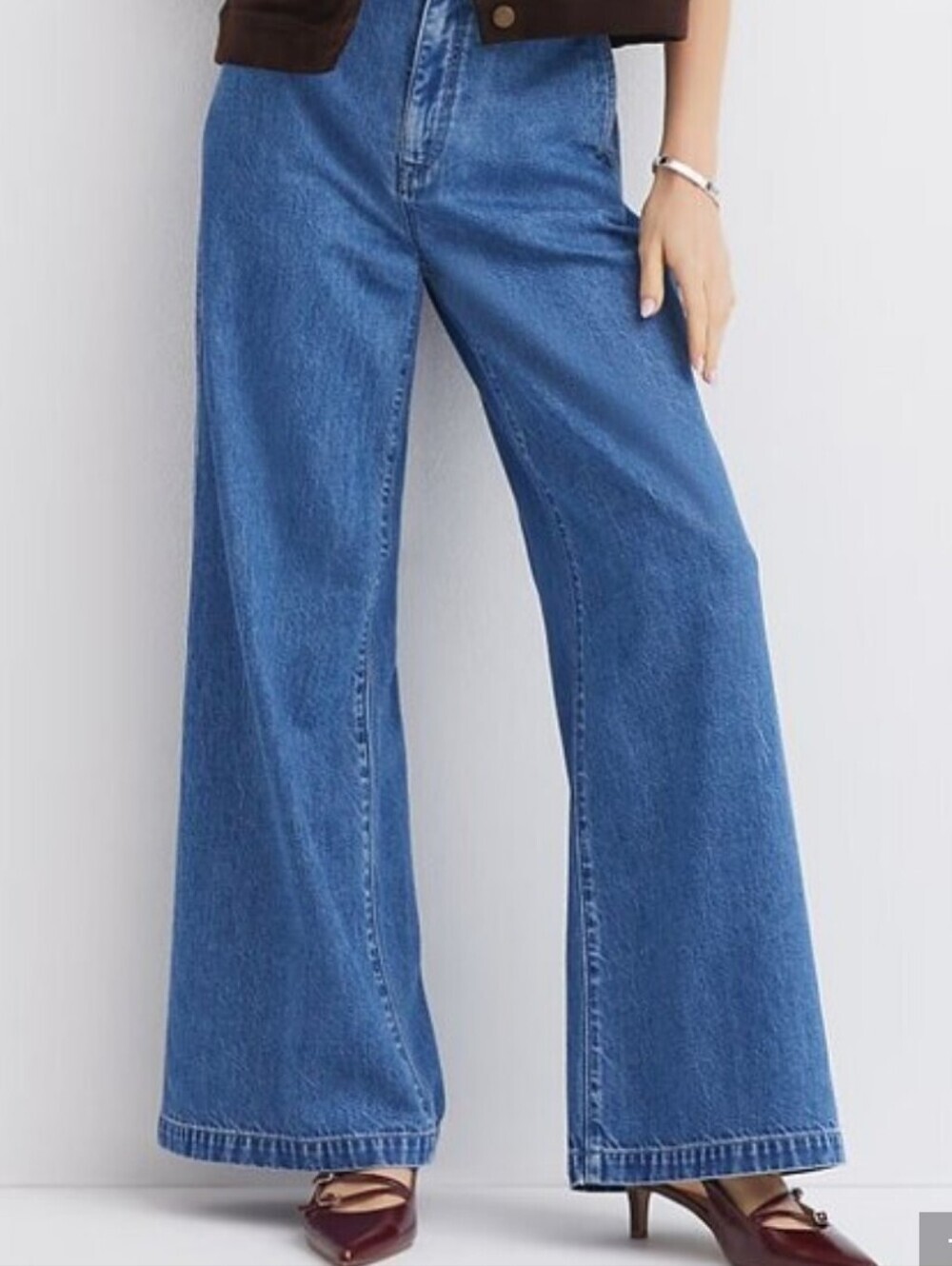LOFT THE TROUSER Women's High Rise Wide Leg Trouser Jeans Size 32 NWT